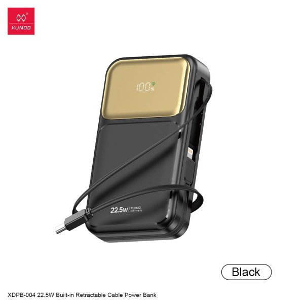 XUNDD XDPB-005 22.5W 20000mah Power Bank with Built-in Retractable Cable