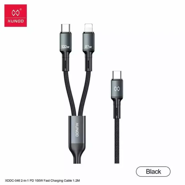 XUNDD XDDC-046 2-in-1 PD 100W Fast Charging Cable 1.2M