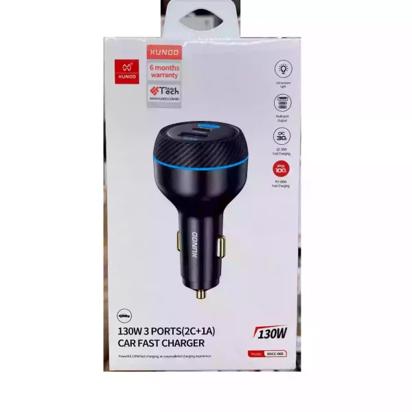 XUNDD XDCC-006 130W 3Ports Fast Car Charger (2C+1A)
