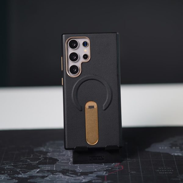 Leather Texture Magsafe Metal Stand Case for S24Ultra/S25Ultra