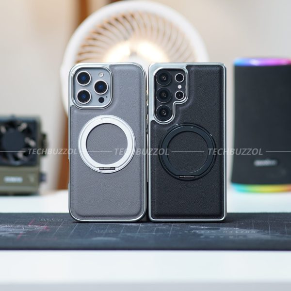 MMKio 360 Degree Magsafe Routable Leather Case for iPhone/Samsung Galaxy