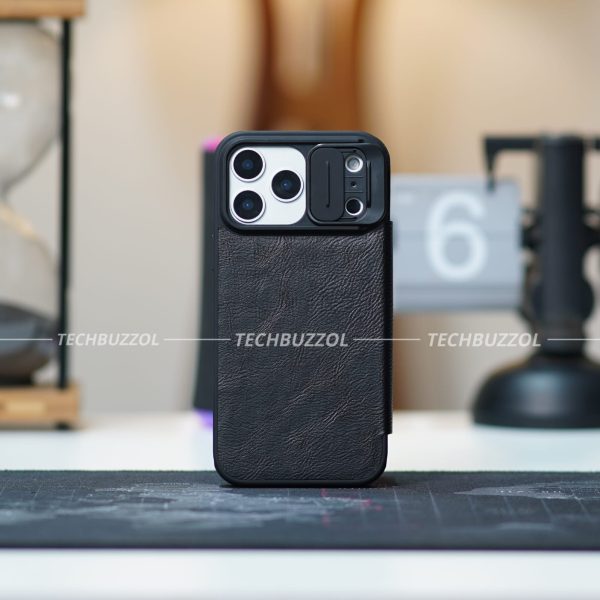 NILLKIN Flip Leather Case For iPhone 17 Pro max - Black