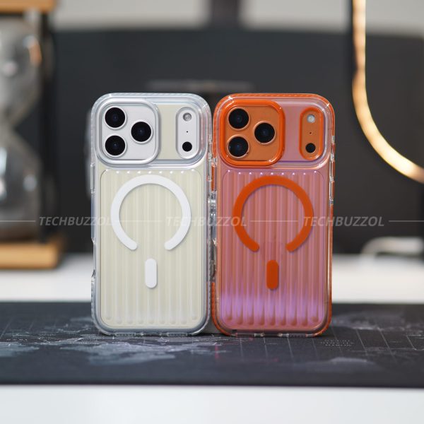 MMKio Magsafe Handy Texture Magsafe Case for iPhone 17Pro Max - Black | Orange | Transparent